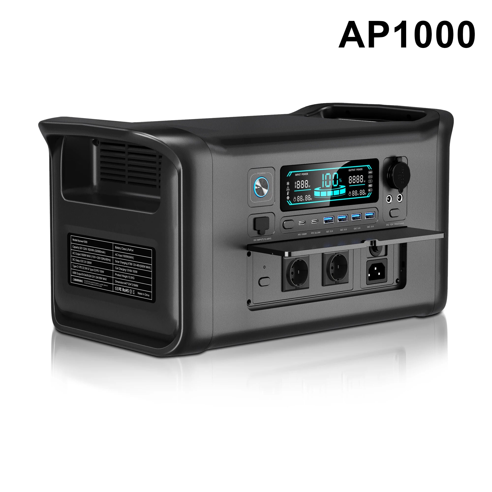 CTOLITY 2400W 1800W Lifepo4 Battery Outdoor Energy Storage Power Supply Portable Mobile Power Station Solar Generator RV