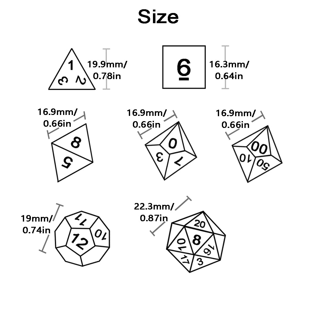 DND Dice Set, 7pcs Polyhedral Dice Marble Effect for D&D Role Playing Game, Club Party DND RPG Board Game Accessories