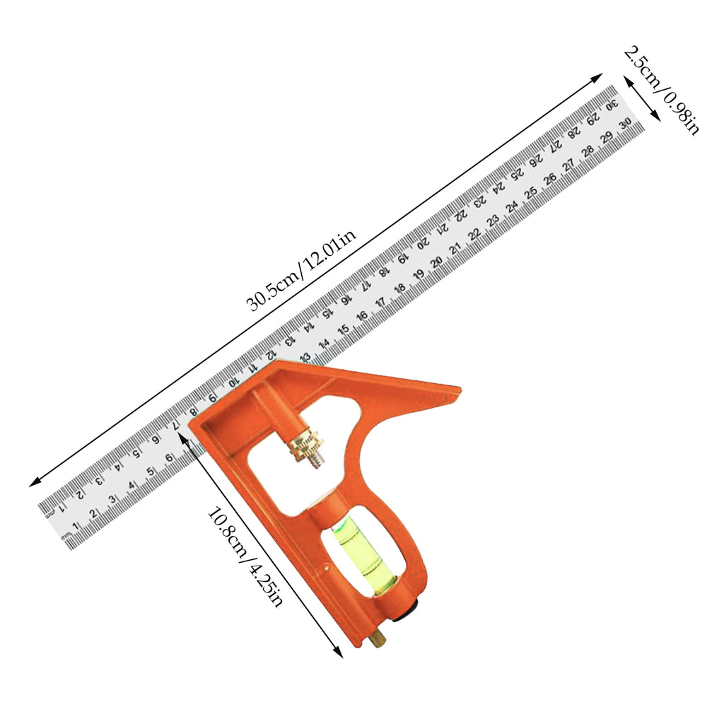 Combination Square 45/90 Degree Accurate Measuring Carpenter Square Adjustable Combo Square for Electricians and Carpenters