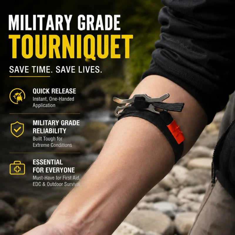 Emergency Quick Tourniquet One Hand Operation EDC Survival Gear Tactical First Aid Buckle Hemostatic Strap Outdoor Camping Tool