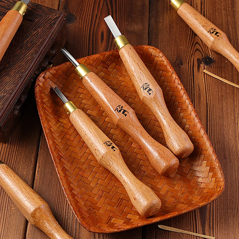 6PCS/Set Wood Carving Tools Peeling Woodcarving Chisel Woodworking Cutter Hand Carving Wood Woodpecker DIY Hand Tool Hot Set