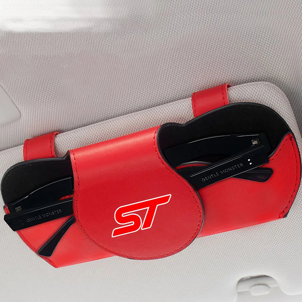 Car Sunglasses Holder Case Sun Visor Glasses Box Clip Eyeglasses Storage for Ford ST Focus Kuga MK3 MK4 Puma Fiesta ST