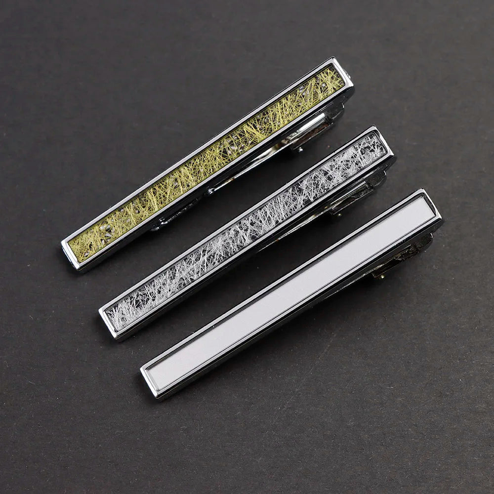 New High Quanlity Classic Golden Sliver 6cm Designer Metal Tie Clips Set Necktie Pin For Men Business Banquet Accessories Gift