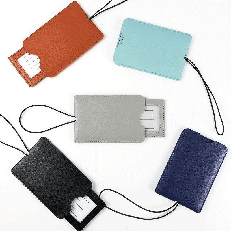 Fashion Pu Leather Multicolor Luggage Tags Women Suitcase Bag Name ID Address Holder Baggage Label Travel Accessories