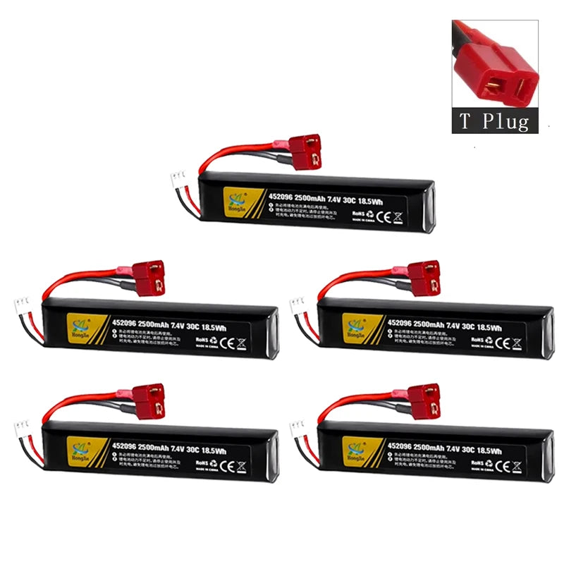 7.4V 2500mAh Lipo Battery Split Connection for Water Gun 2S 7.4V Battery for Mini Airsoft BB Air Pistol Electric Toys Guns Parts
