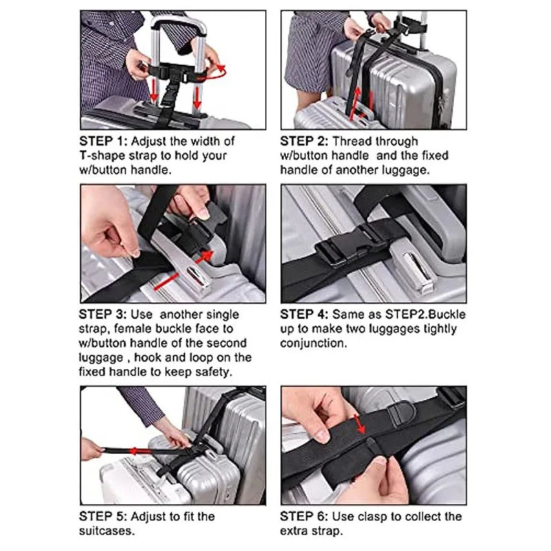 Luggage Straps For Suitcases Metal Spring Clip Nylon Adjustable Suitcases Belts Luggage Belt For Carry On Bags Wheelbarrow Wear