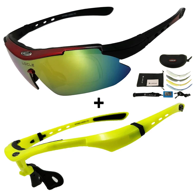LOCLE Hiking Glasses UV400 Polarized Sunglasses Men Tactical Shooting Goggles Fishing Climbing Sport Glasses Cycling Goggles