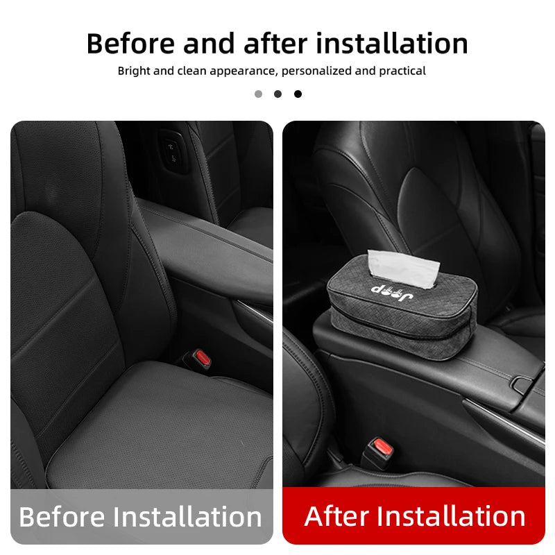 Car Interior Tissue Box Leather Tissue Bag Vehicle Mounted Holder For Jeep Patriot Renegade Wrangler JK JL Liberty Trailhawk