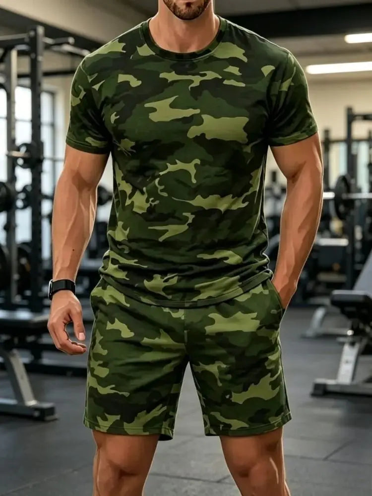Summer Camouflage Pattern 3D Print Tracksuits Men Women Casual Short Sleeve T-Shirt Shorts Sets 2pcs Sports Suits Men's Clothing