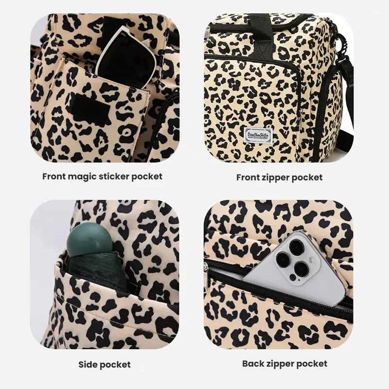Fashion Leopard Print Travel Bag  Large Capacity Multiple Pockets Sports and Fitness Bag Travel Bag Storage Bag Etc