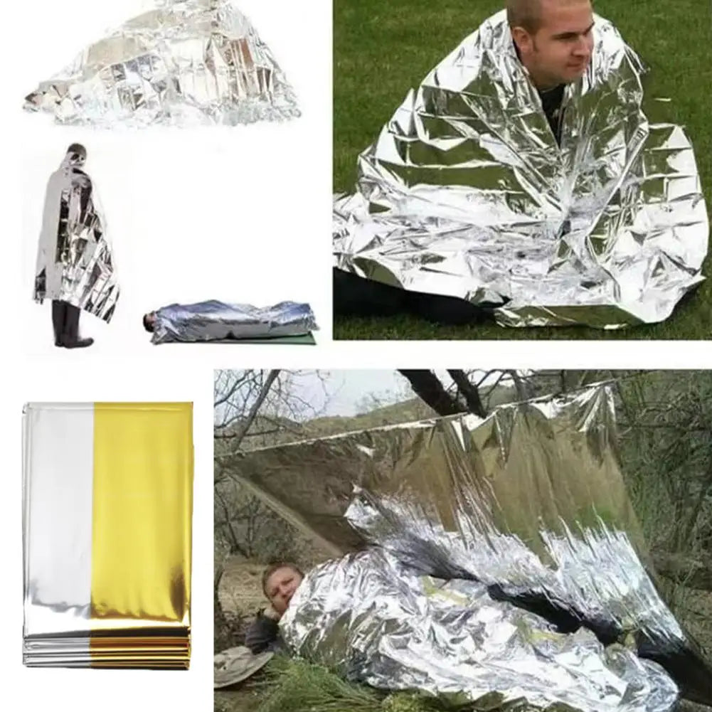 Hypothermia Rescue First Aid Camp Keep Foil Mylar Lifesave Warm Heat Bushcraft Outdoor Thermal Dry Emergent Blanket Survival Kit