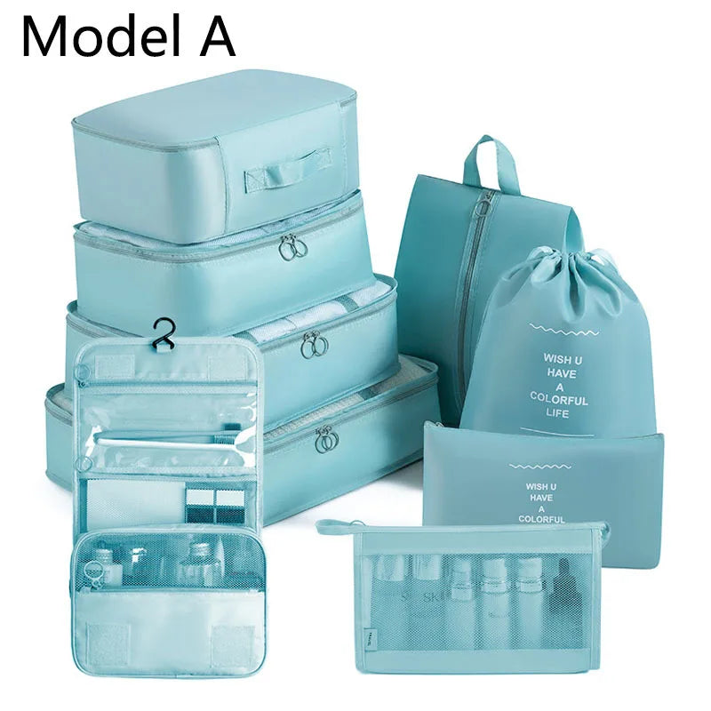 9Pcs/set High Quality Luggage Storage Bags For Packing Cube Clothes Underwear Cosmetic Bag Travel Suitcase Organizer Bag Pouch