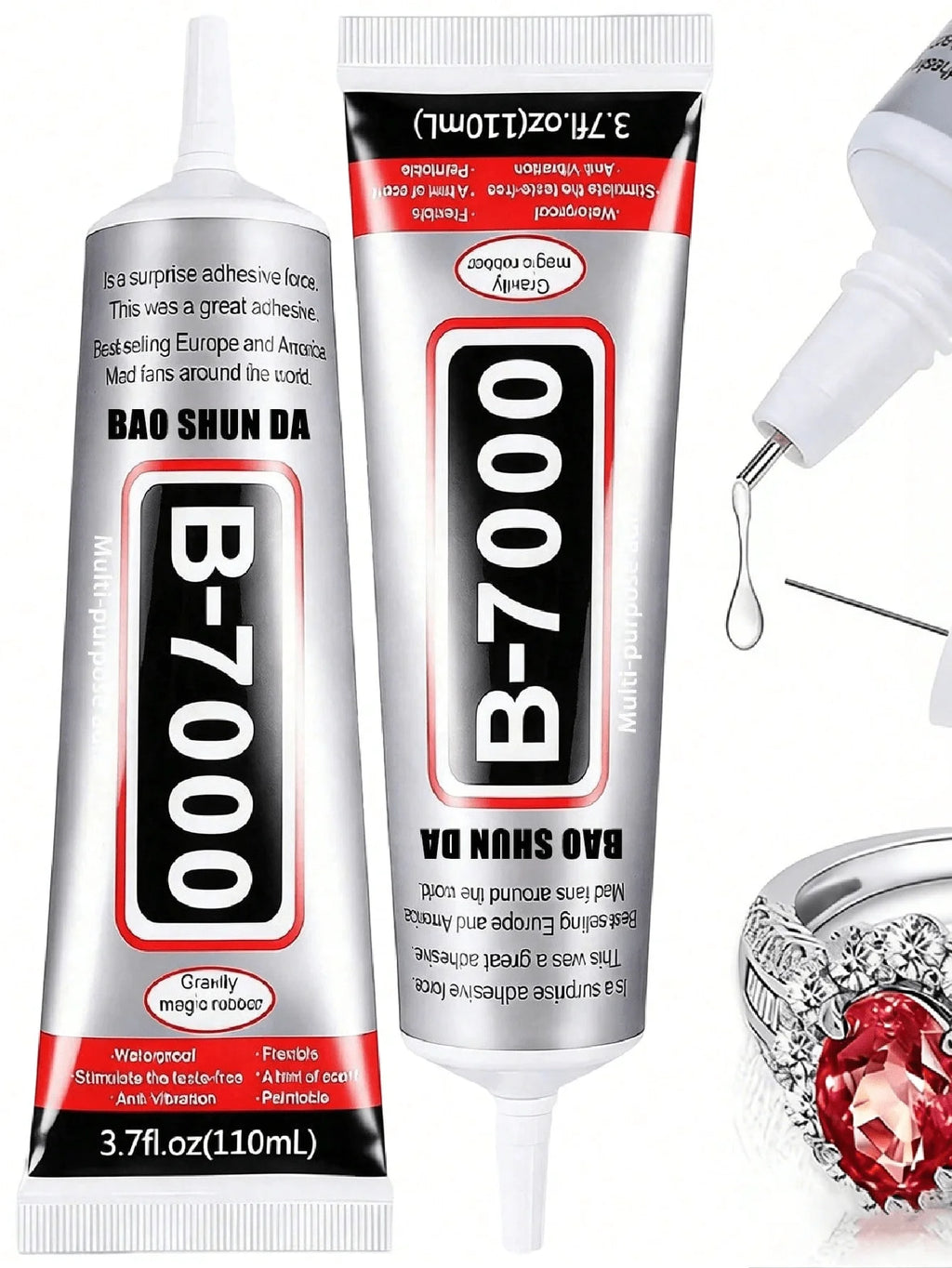 B-7000 Jewelry Glue,Strong Adhesive Bead Glue with Precision Tip,Quick Dry Adhesive for Jewelry Making Clothe Fabric DIY Crafts.
