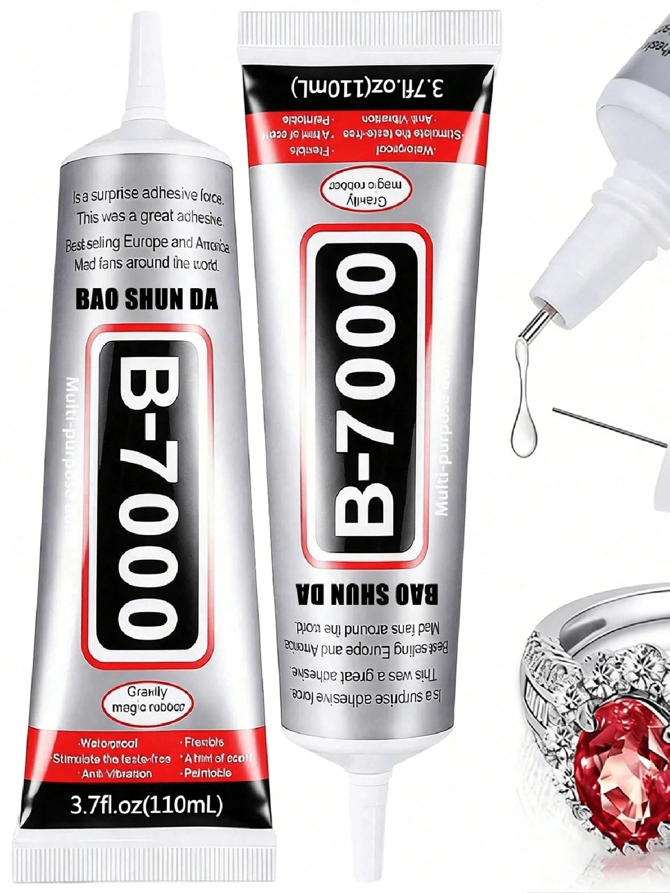 B-7000 Jewelry Glue,Strong Adhesive Bead Glue with Precision Tip,Quick Dry Adhesive for Jewelry Making Clothe Fabric DIY Crafts.