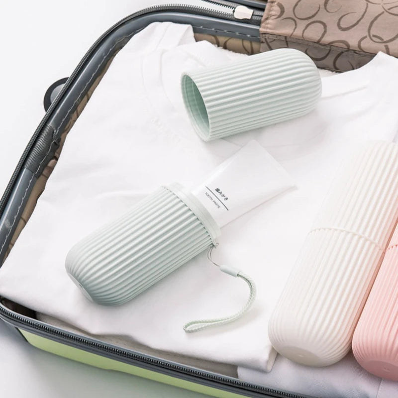 Striped Portable Travel Toothbrush Cup Set, Nordic Simple Mouthwash Cup Toothbrush Holder for Outdoor Washing Care