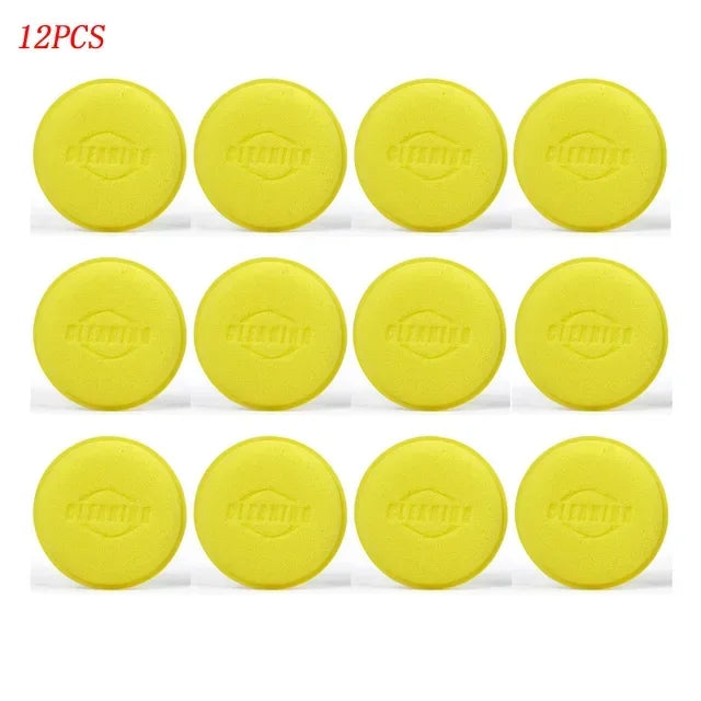 12Pcs Car Waxing Polishing Pad Home Car Wash Care 10cm Car Cleaning Kit Car Foam Sponge Wax Applicator Cleaning Detailing Pads