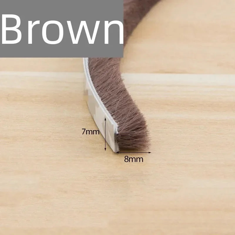 10Meters Brush Strip Self Adhesive Door Window Sealing Strip Home Door Window Sound Insulation Seal Film Door Swal Weather Strip