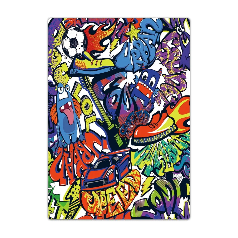Travel Passport Holder Cover Graffiti Art Pattern Wallet Transparent  ID Card Holders Business Credit Card Holder Case Pouch