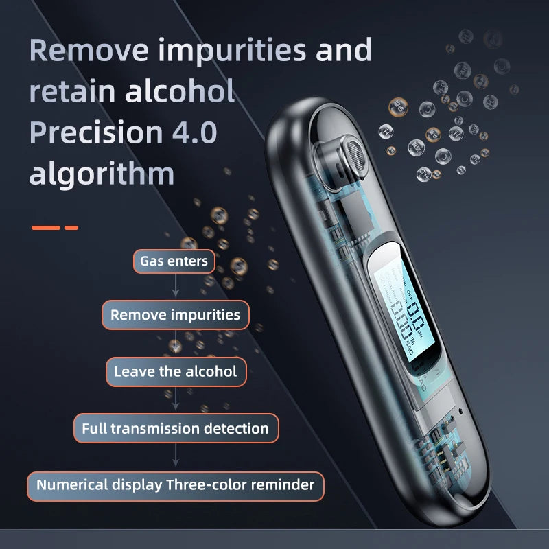 Alcohol Tester, Breathalyzer, Breath Analysis Device, High-Precision and Sensitive, Specifically Designed for Household Cars