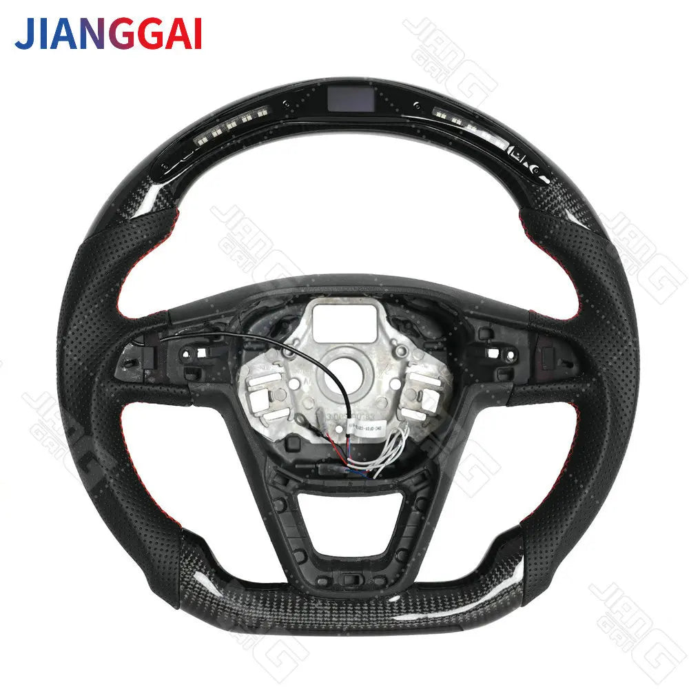 Real Carbon Fiber LED Steering Wheel For Seat Leon Cupra MK2 Ibiza 2013-2019 With Paddle Hole Perforated Leather Steering Wheel