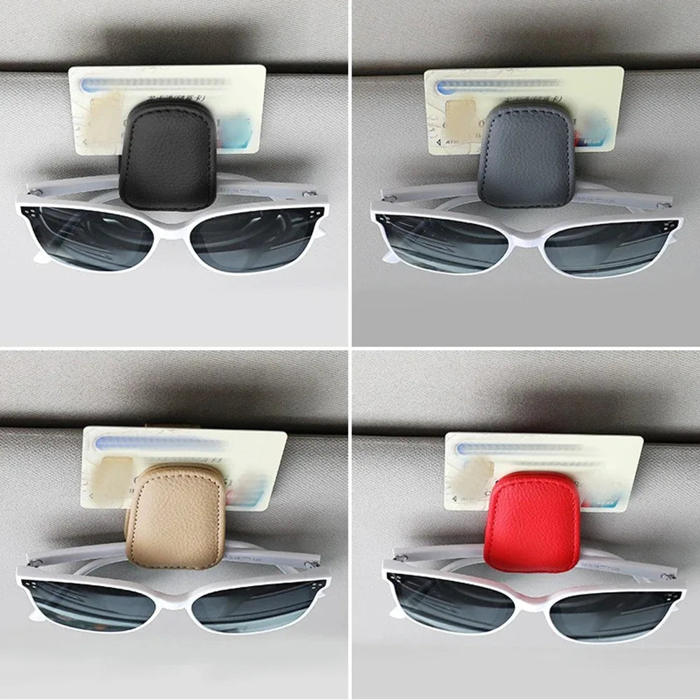 Magnetic PU leather car sun visor sunglasses clip scratch-resistant glasses holder strong grip multi-purpose glasses