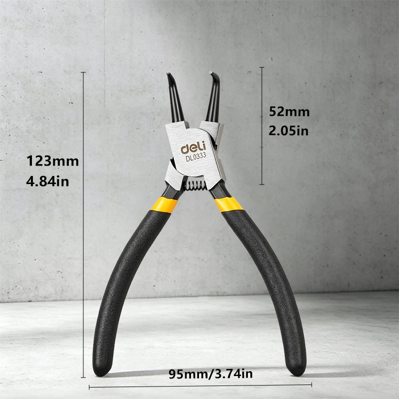 Deli 5inch Circlip Pliers, Needle Nose Pliers, Retaining Ring Pliers, for Removing Installing Puller Locking Rings Shafts