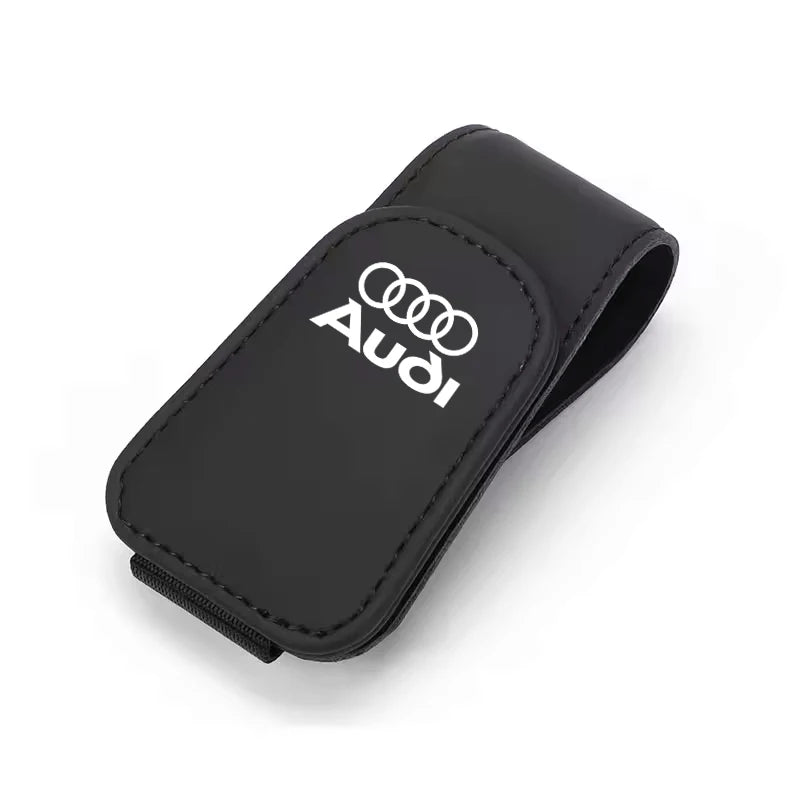 For Audi Sline A4 A3 A6 TT S4 S5 S6 A1 A2 A5 A7 A8 Q1 Q2 Q3 Q4 Q5 Q6 Q7  Car Leathers Glasses Clip Sun Visor Sunglasses Card Box