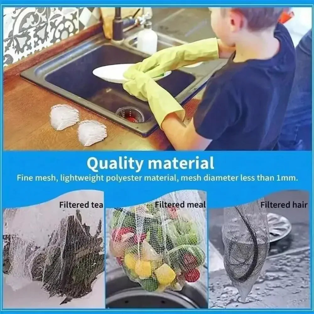 200/100pcs Disposable Sink Filter Mesh Bags Kitchen Sink Strainer Drain Hole Anti-blocking Garbage Bag Cleaning Strainers Net