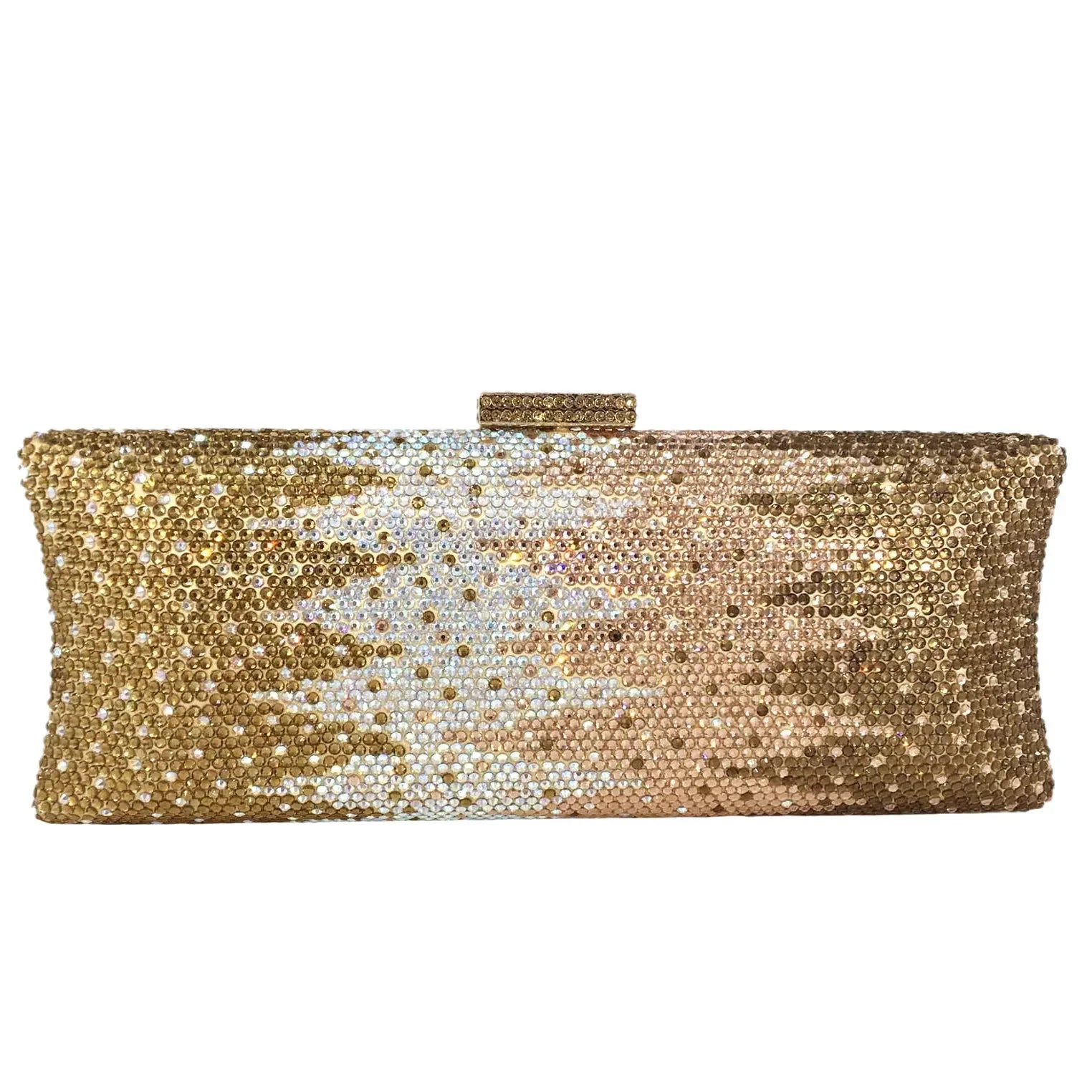 Boutique De FGG Graident Golden Women Long Evening Bags Formal Dinner Crystal Clutch Purses Bridal Rhinestones Clutch Handbags