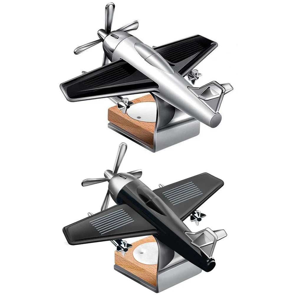 Solar Plane Car Perfume Rotating Mini Aircraft Decoration Car Air Freshener Car Decorative Accessories Car Odor Eliminator
