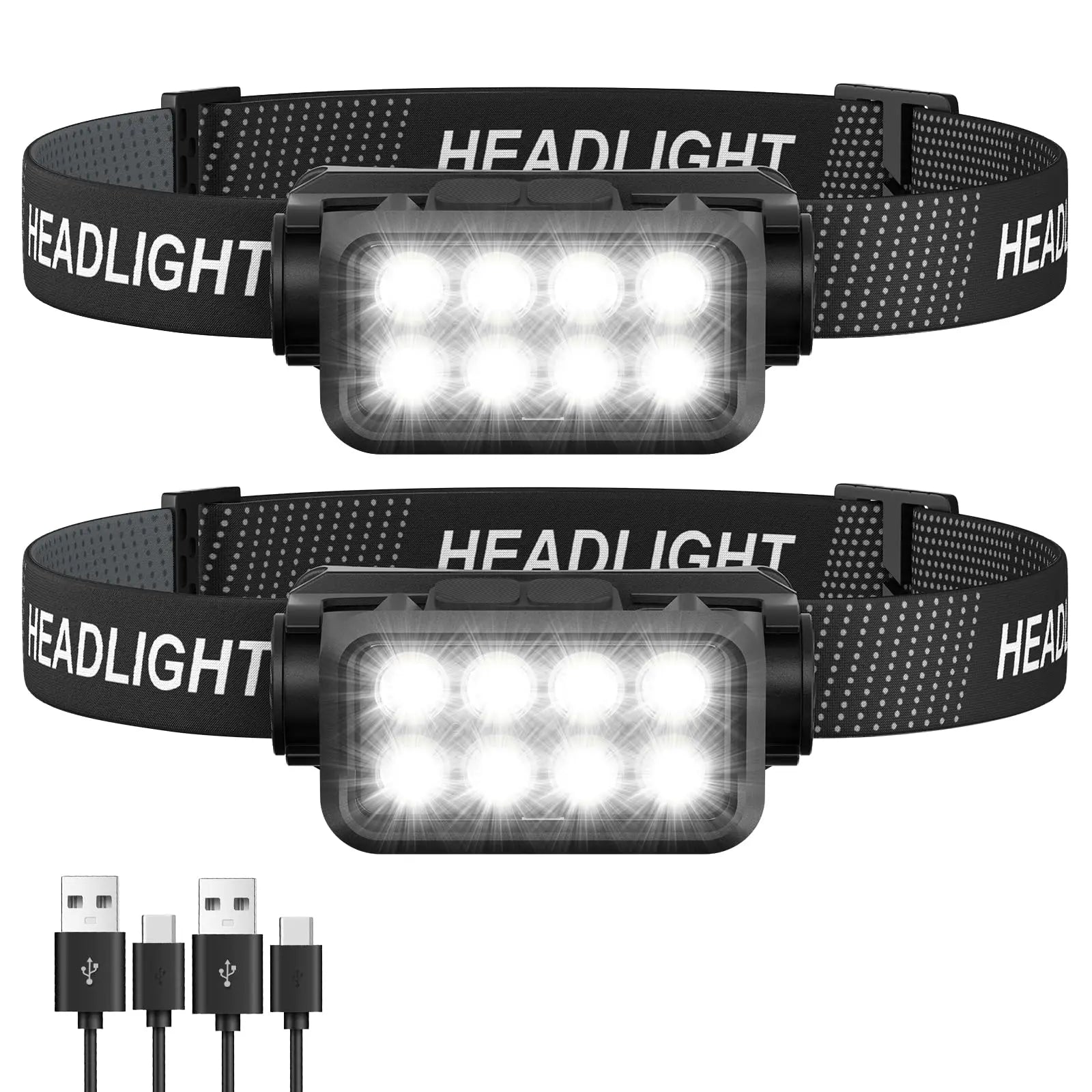 Motion Sensor Headlight Motion Sensor Camping Flashlight 8 LED Rechargeable Ultra Bright Lantern Outdoor Hiking Fishing Headlamp