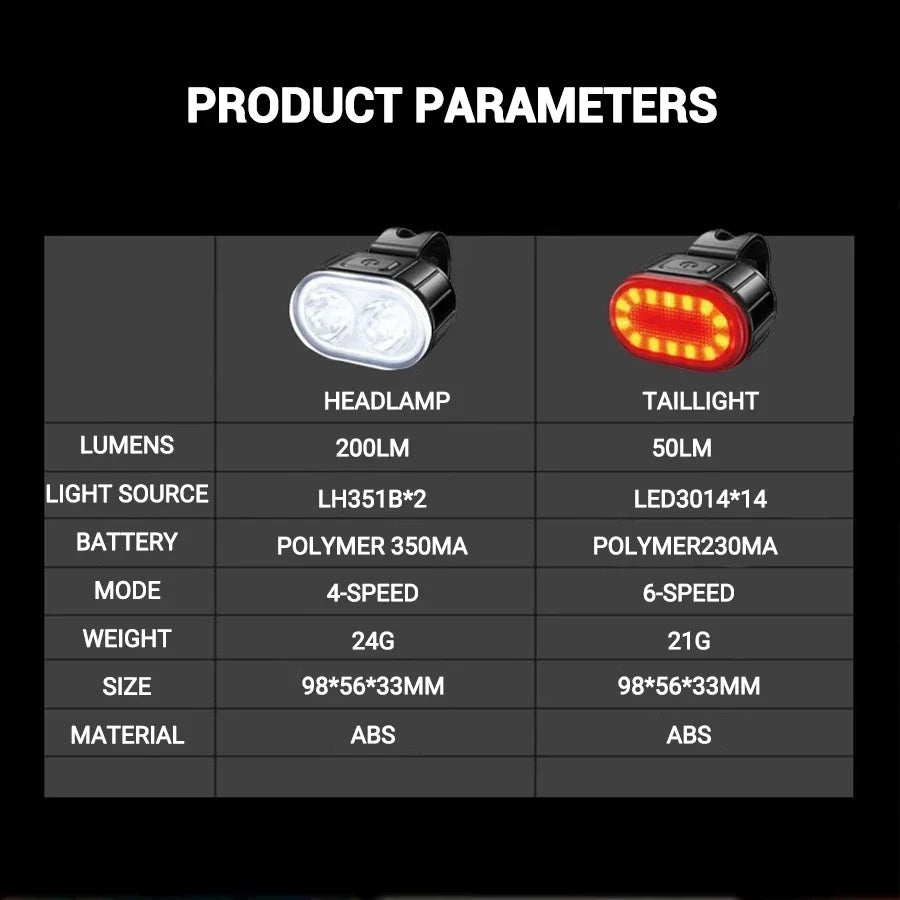 Cycling Bicycle Front Rear Light Set Bike Rechargeable Headlight Light MTB Waterproof Taillight LED Lantern Bicycle Accessories