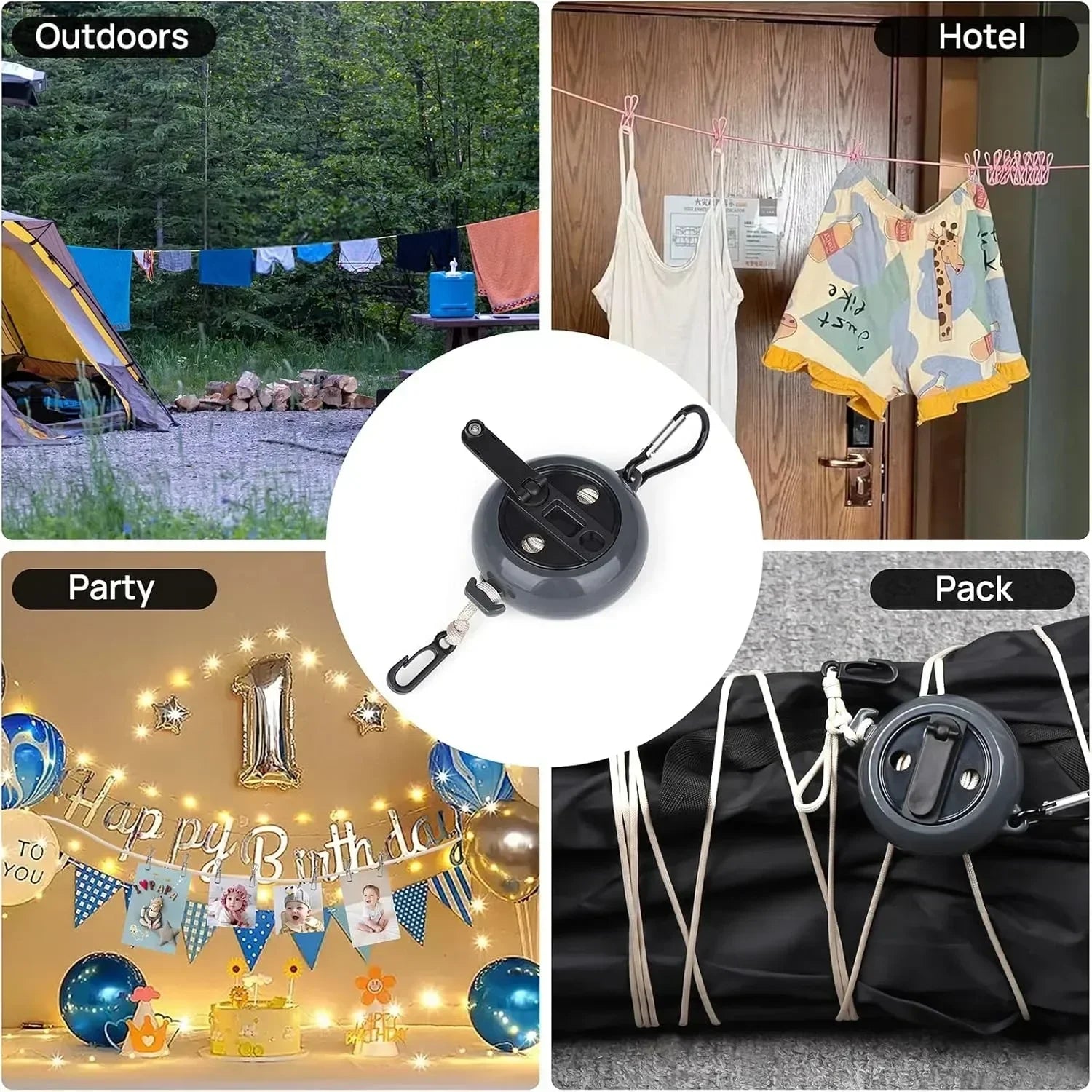 CZHIYAO 1Pc 10M Portable Travel Clothesline Adjustable Camping Clothing Line Suitable For Hotel Backyard Hiking Outdoor/Indoor