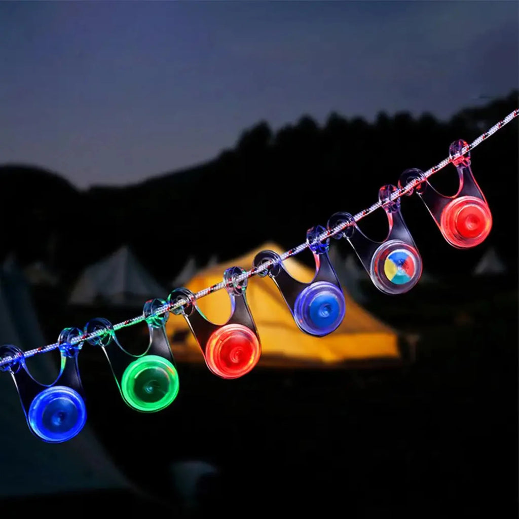 10Pcs Waterproof LED Tent String Rope Guard Hanging Lights LED Camping Rope Hanging Light for Outdoor Camping Fishing