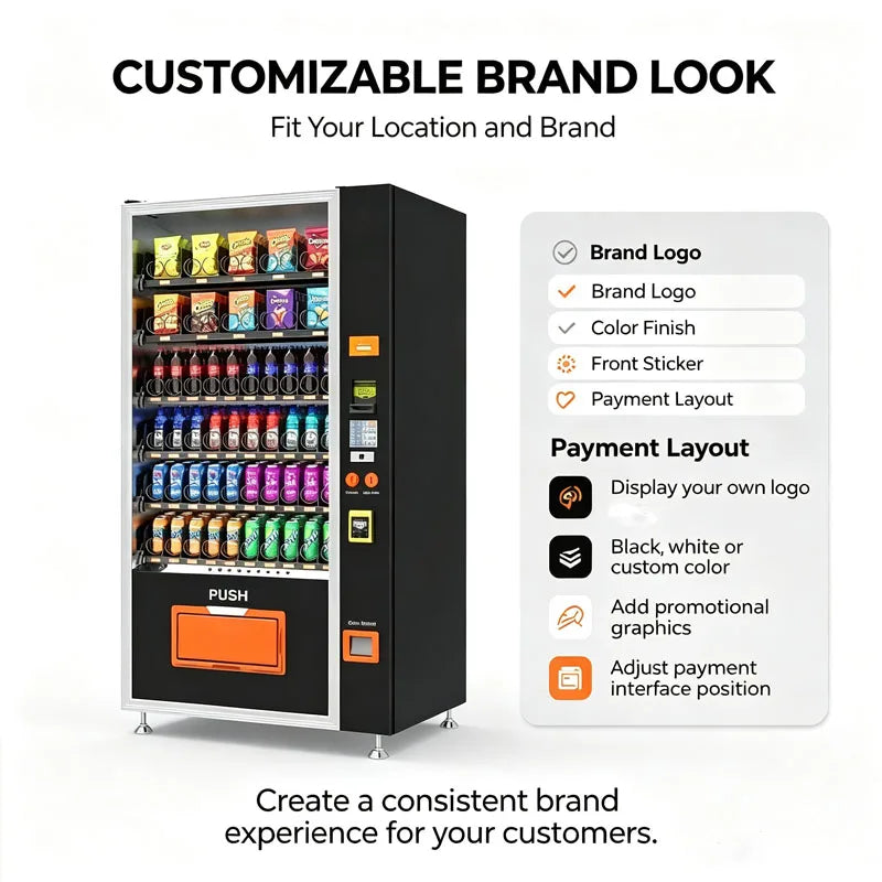 Snack Vending Machine Automatic Drink Beverage Dispenser Refrigerated Smart Retail Kiosk Office Mall Customized