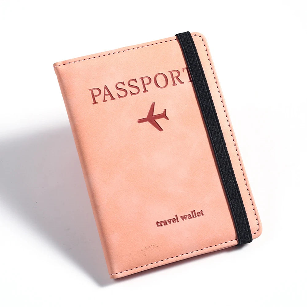 Customized Name PU Men's RFID Passport Holder 2-Style Envelope, Airplane Pattern Printed Anti-Theft Passport Wallet, Minimalist