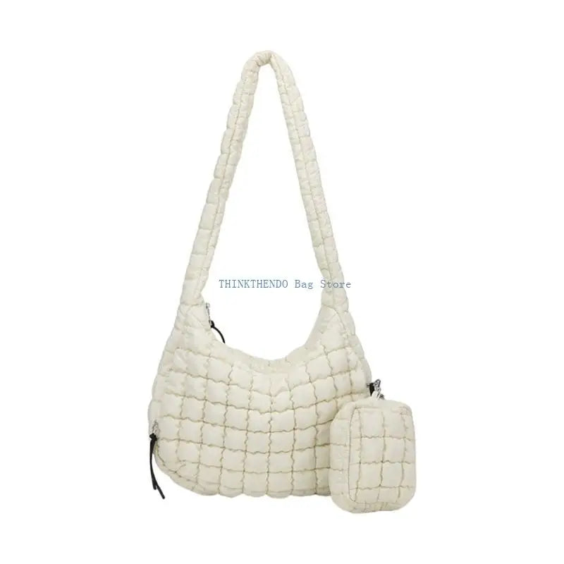 340D Quilted Puffer Bag Set for Women Lightweight Spacious Crossbody Satchel Purse