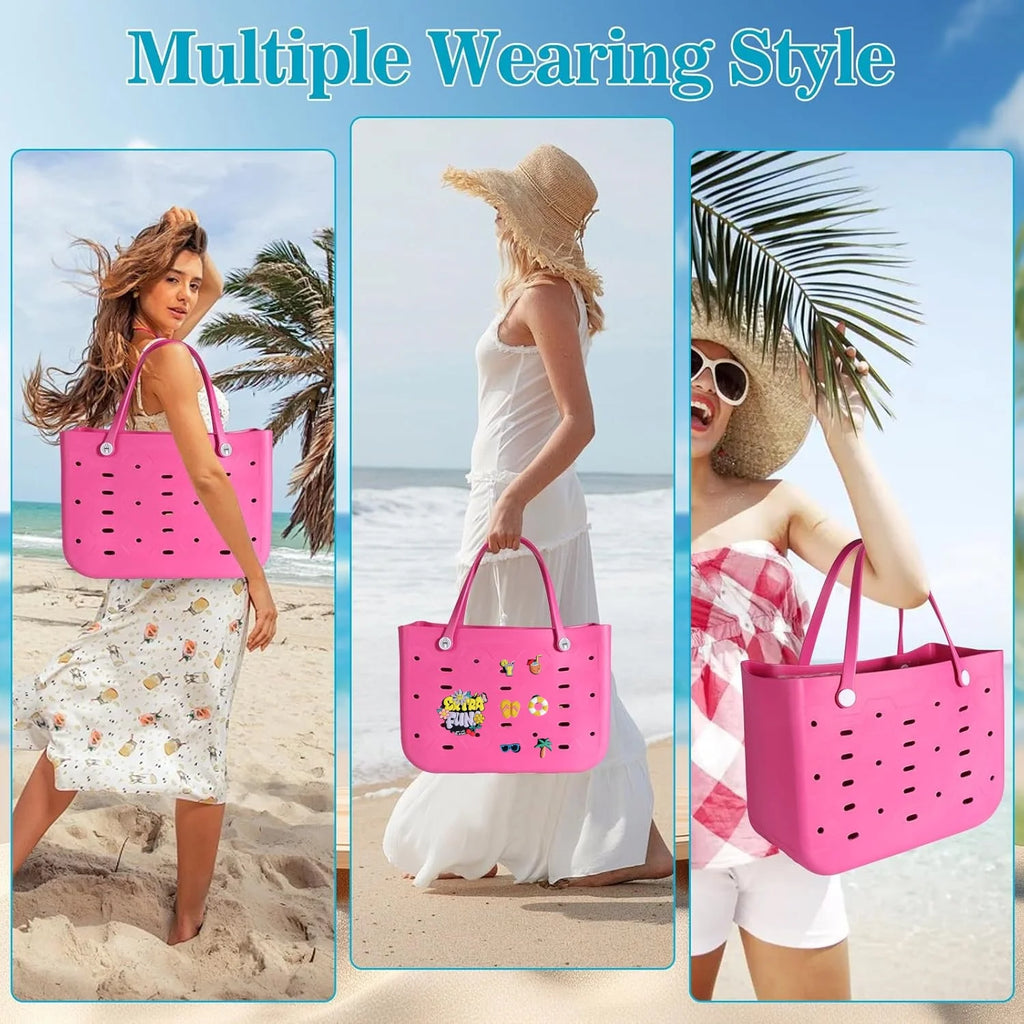 XL Extra Large Beach Bag EVA Rubber Waterproof Beach Travel Picnic Storage Basket Women Shopping Handbag Sac Jelly Tote Bag