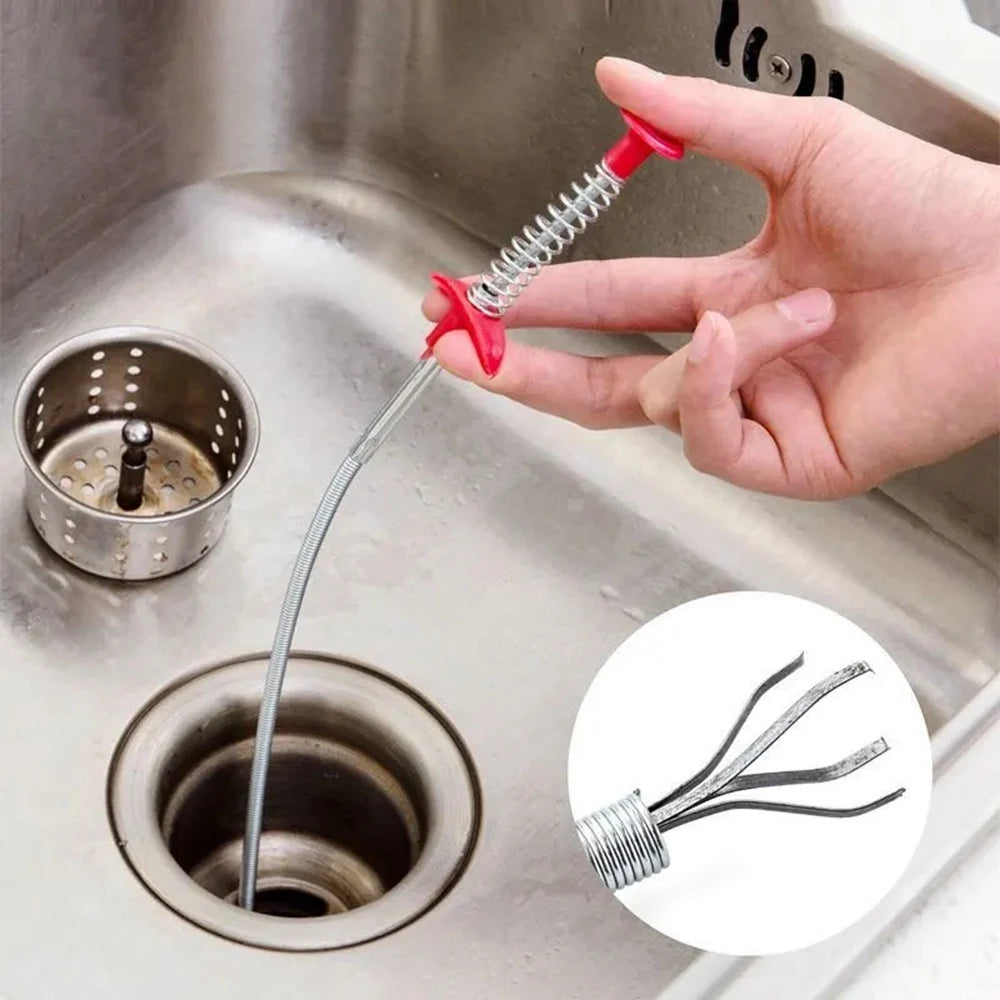 60cm 90cm 160cm 200cm Spring Pipe Dredging Tools  Drain Snake Sewer Dredge Pipeline Hook Clog Remover Cleaning for Kitchen Sink
