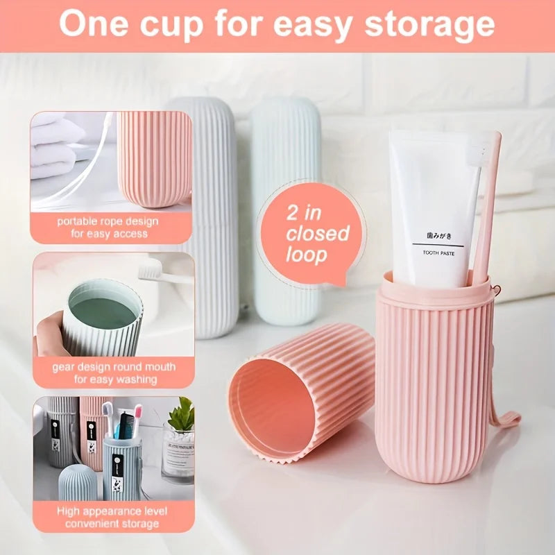 2/4 Pack with Random Colors, Leak-Proof Toothbrush Holder with Lanyard - Leak-Proof Travel Storage Box with Compact Stackable Design, Suitable for Home, Travel, Camping, Bathroom, Kitchen, Family, Couples
