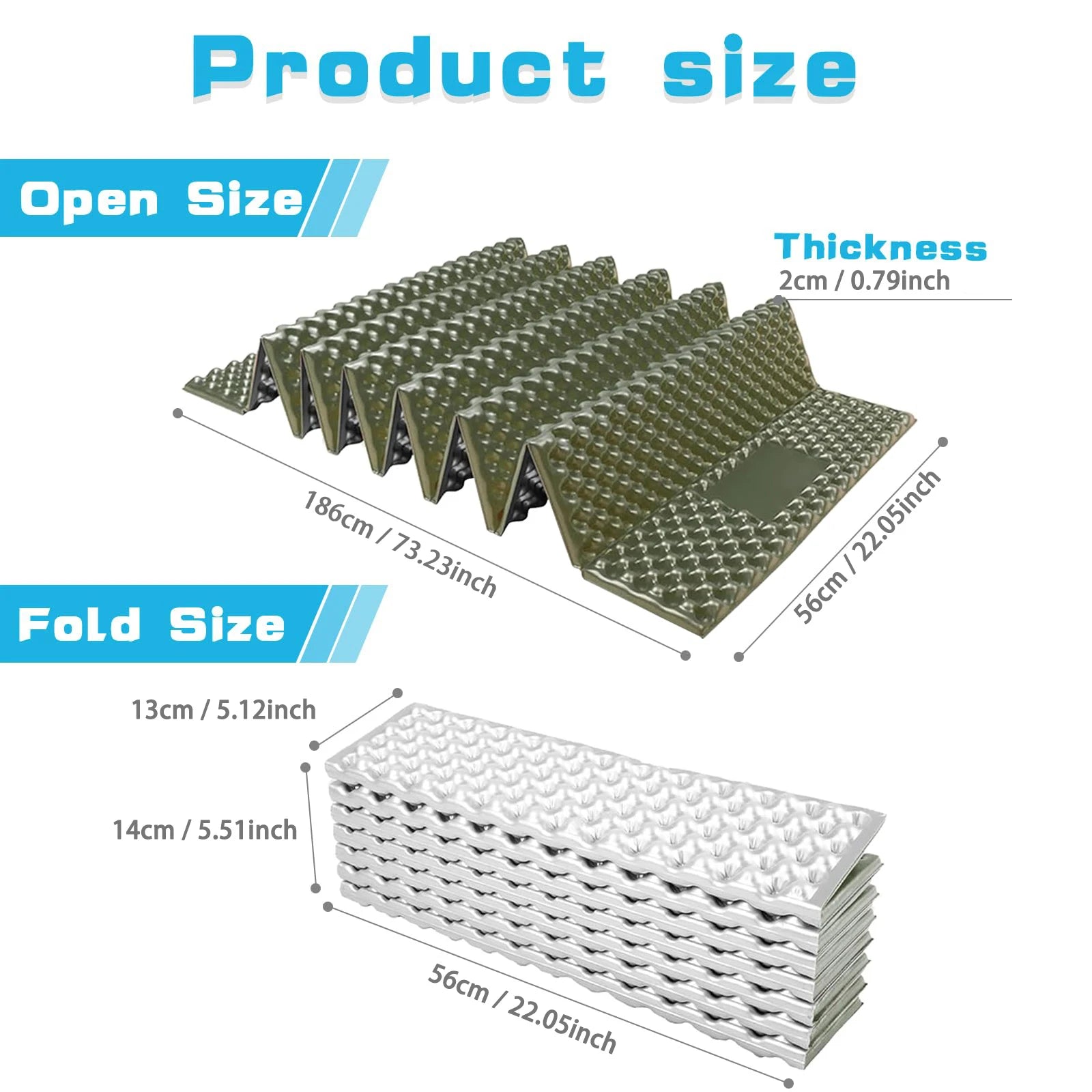 330g Lightweight Egg Crate Foam Sleeping Pad Portable Foldable Camping Mat for Moisture Proof Insulation for Hiking Backpacking