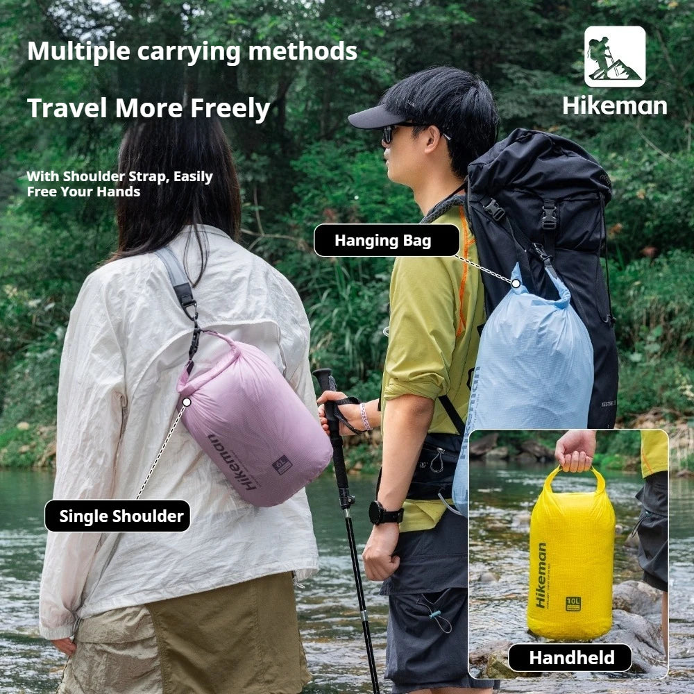 HIKEMAN Ultralight Storage Bag Silicon Coated Waterproof Bag Camping Clothing Stuff Sack Outdoor Compression Bag