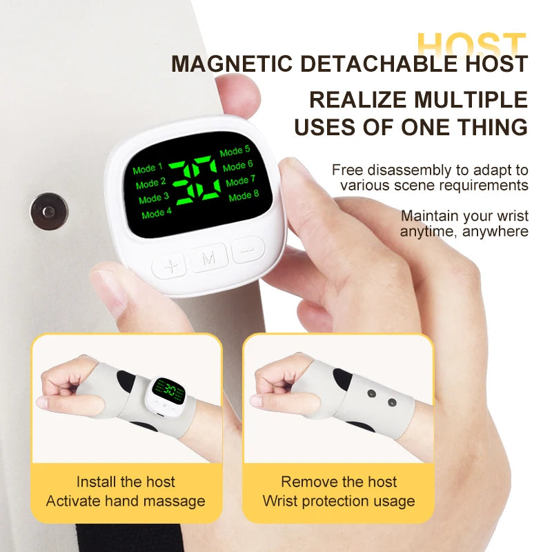 Cordless Wrist Massager USB Rechargeable Wrist Brace Wrap with Massage for Wrist Carpal Tunnel Fatigue Relief for Home Office