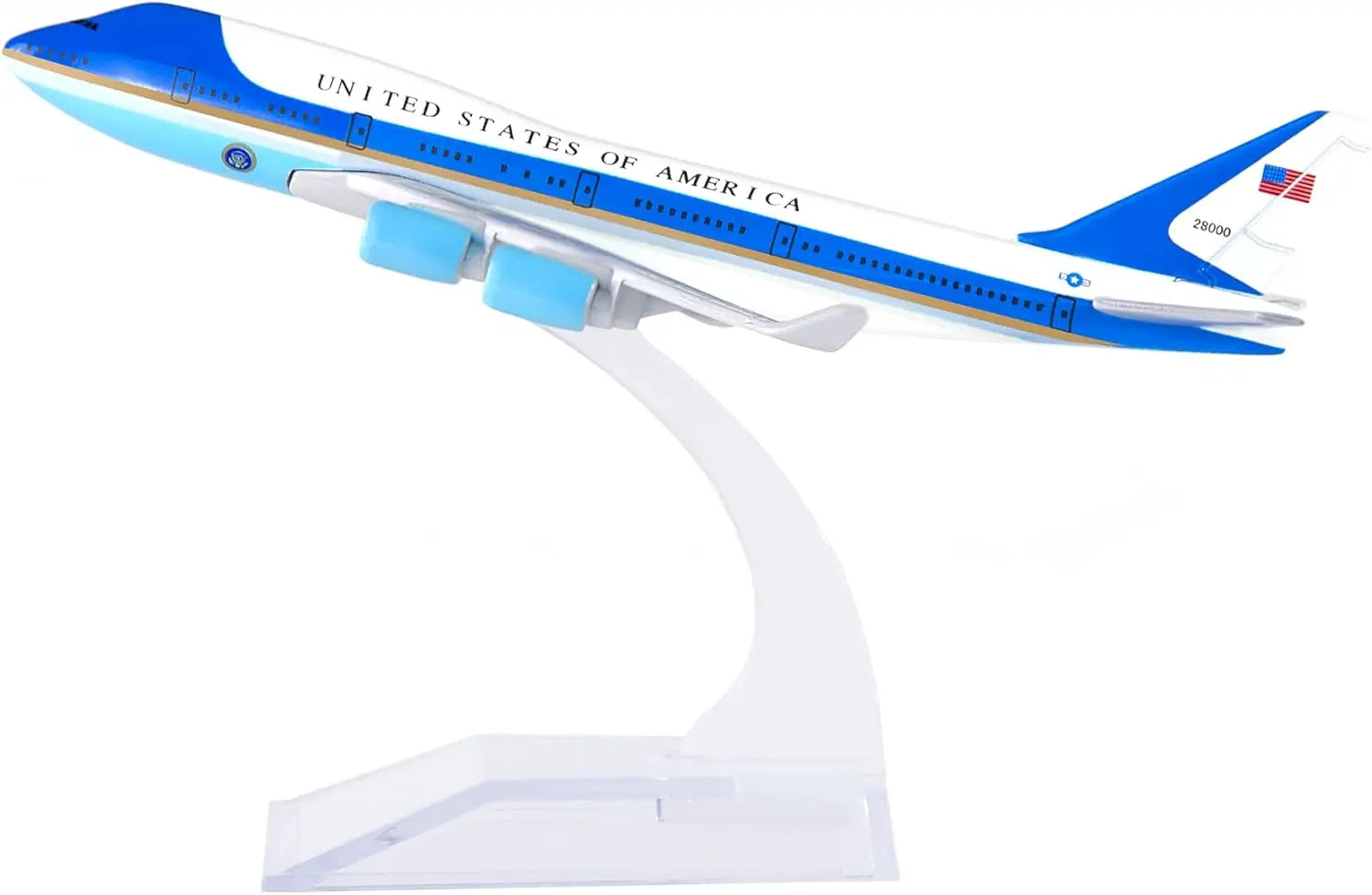 1/400 Scale 16cm Air Force One B747 Metal Diecast Toy Airplane Model Kit with Stand for Collections and Displays or Boys Gift
