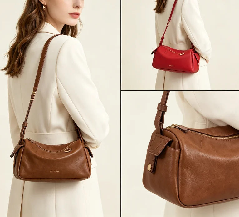 New 2026 Simplified Leather Camera Bag Crossbody Shoulder Bag Soft Simple Style High Quality Leather Goods for Daily Use Handbag