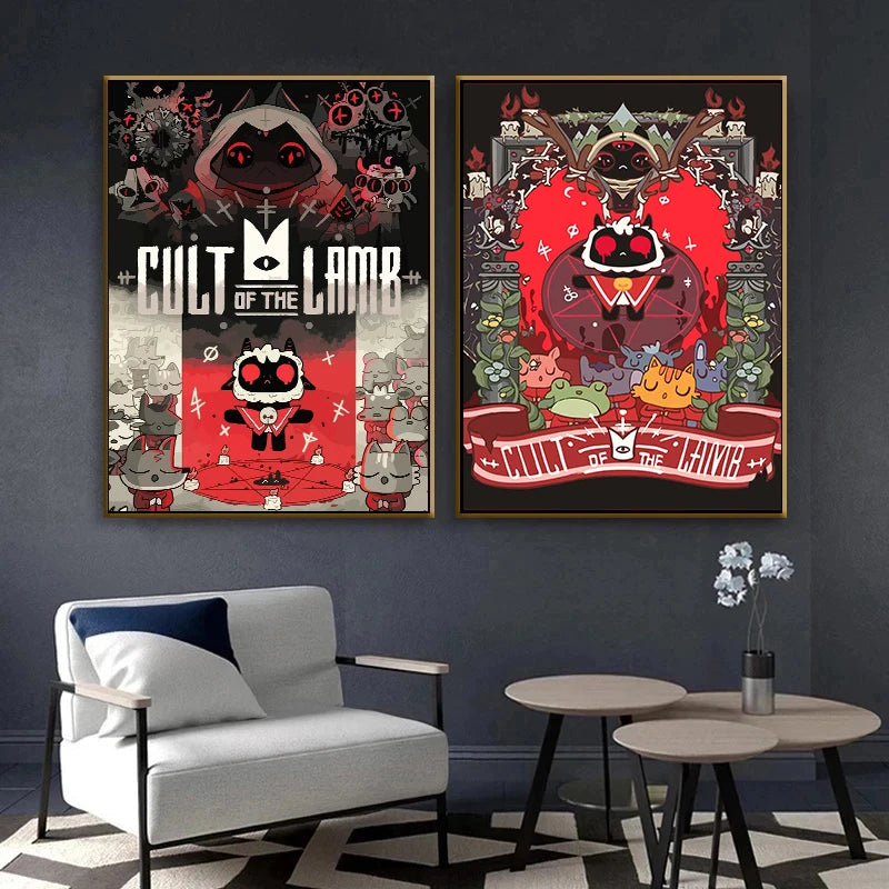Classic Video Game Cult of The Lamb Anime Adventure Posters Print Canvas Painting Modern Wall Art Kids Bedroom Home Decor Gift