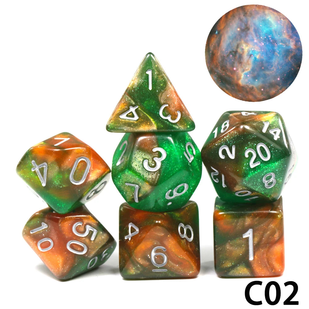 Polyhedral Dice TRPG DNDGame Games 7Pcs/Set D4 D6 D8 D10 D12 D20 Multi Sides for Board Game