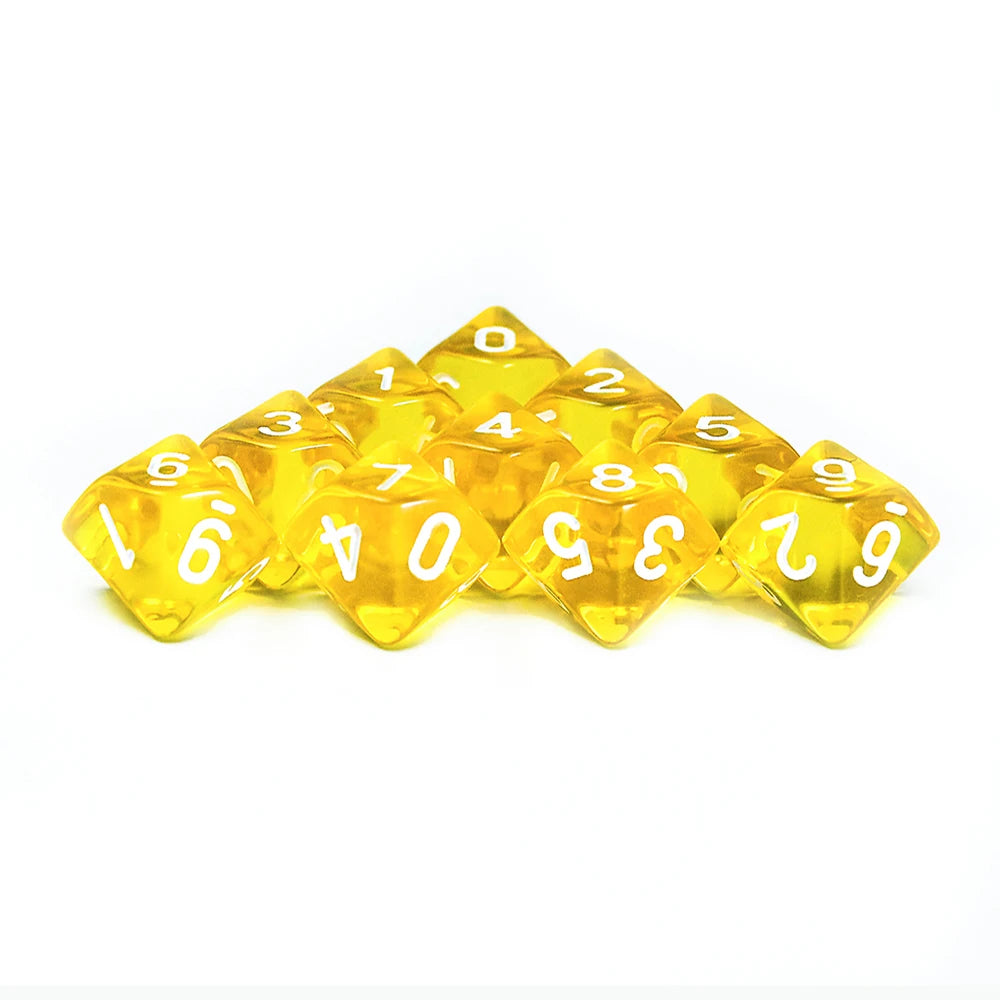Board Game D10 Dice 10pcs Digital 0-9 Polyhedral Dice for Table Role Playing Game DND COC