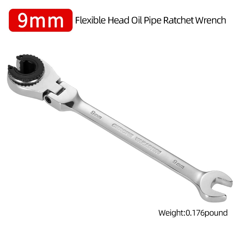 8-19mm Metric Flex-Head Ratcheting Wrench Professional Chrome Vanadium Steel Ratchet Wrenches Fast And Labor-Saving Dual-Use