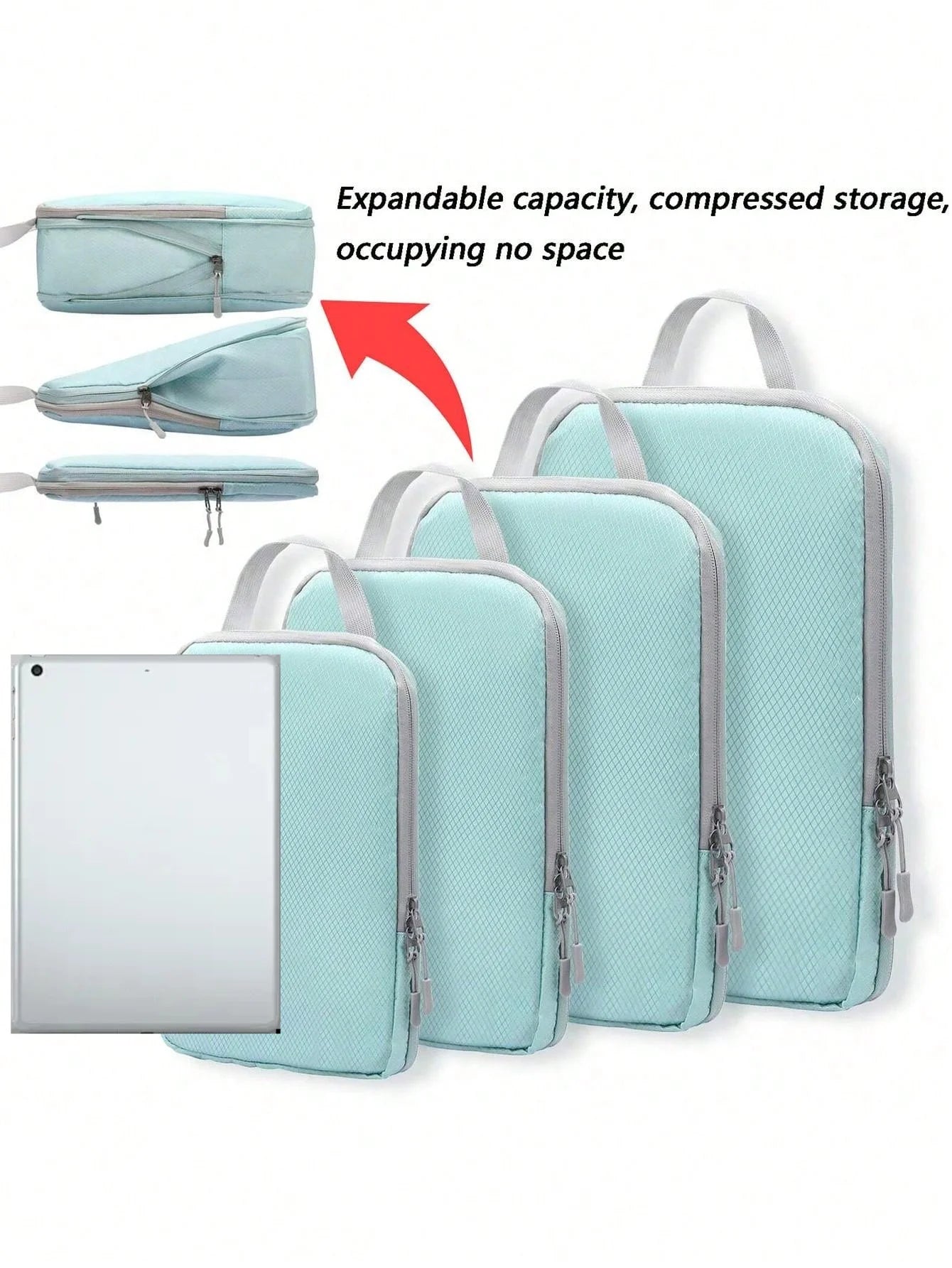 Set/6 pcs Compressible Packing Travel Storage Bag Cubes Waterproof Suitcase Nylon Portable With Handbag Luggage Organizer Ryanai